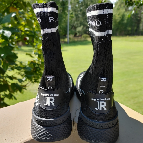 JOHN RICHMOND WOMENS SOCK FIT HI TOP SNEAKER IN BLACK, 36 - Picture 8 of 16